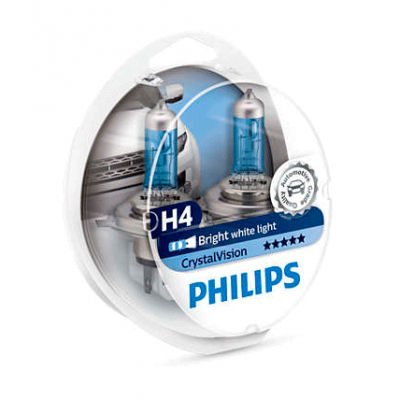 Галогеновые лампы Philips H4 Crystal Vision 4300К набор
